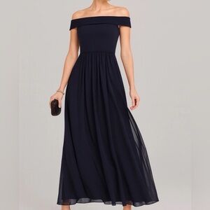 Adrianna Papell Off-The-Shoulder Chiffon Gown, Size 16